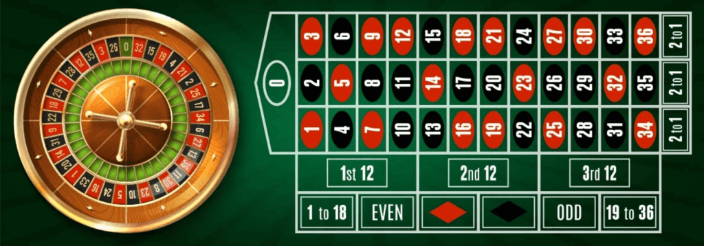 overview of the european roulette table and its available bets.