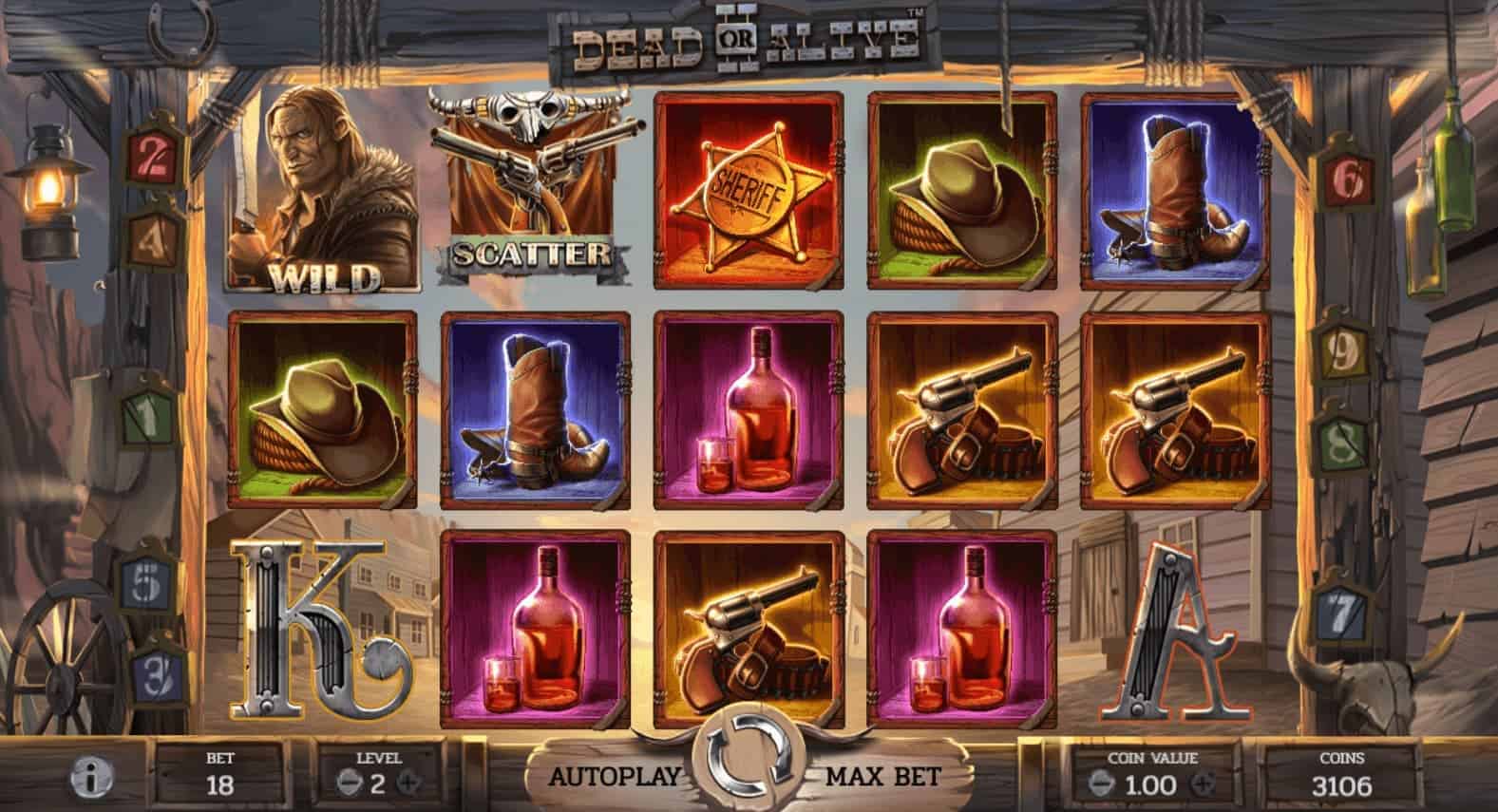 screenshot of Dead or Alive 2 slot gameplay interface