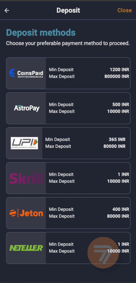 screenshot how to deposit step 2