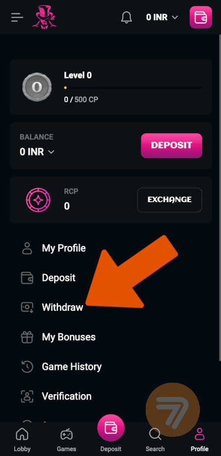 screenshot how to withdraw step 2