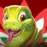 The head of a happy snake, an in-game character in Saanp Seedhi, one of the Animal Slots Cascade qualifying games.