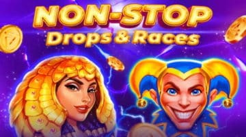 In-game characters and assets from Playson's "Non-Stop Drops & Races" tournament games.