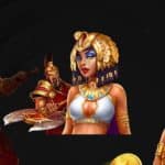 Two in-game characters from the participating games - an Egyptian princess and a fierce warrior with an axe.