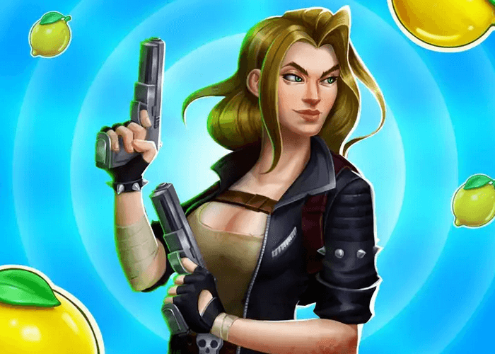 ilustração de uma personagem feminina empunhando duas pistolas.