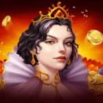 The Golden Maiden character from the game of the same name on the background of a pile of golden coins.