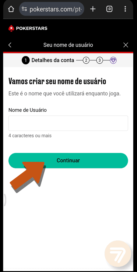 Captura de tela de como se registrar passo 2.