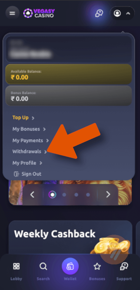 screenshot how to withdraw step 2