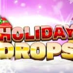 The words "Holiday Drops" next to gift boxes, golden coins, and a casino chip.