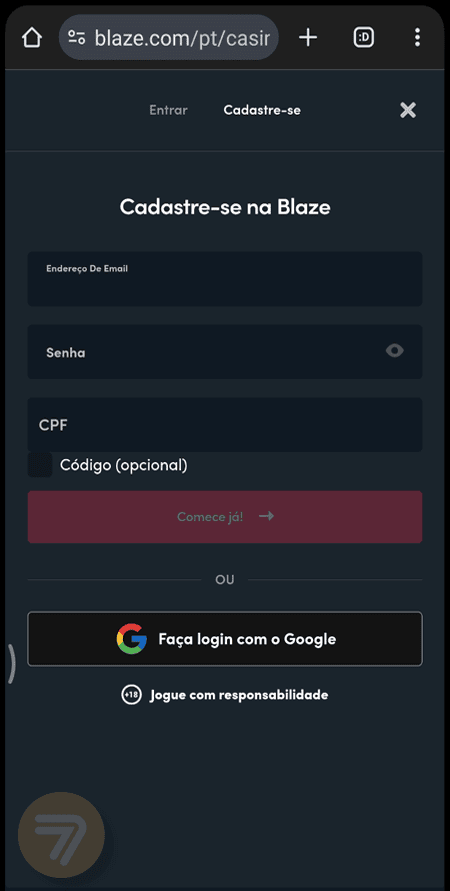 Captura de tela de como se registrar passo 2.