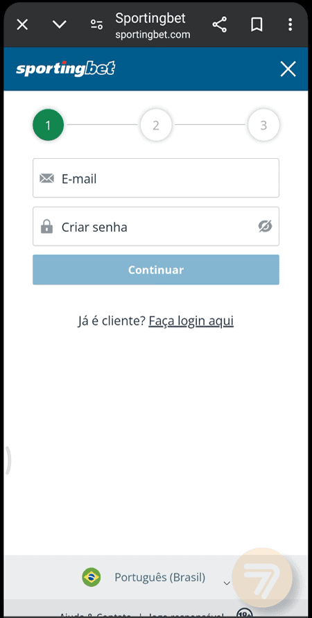 Captura de tela de como se registrar passo 2.